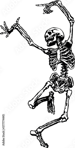 Skeleton dancing black and white photo