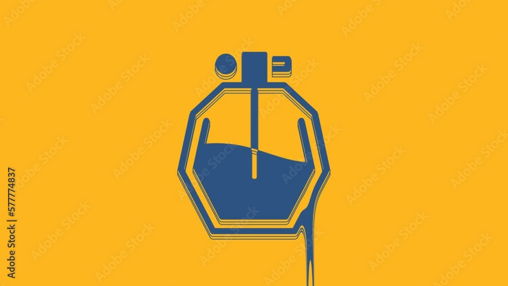 Blue Perfume icon isolated on orange background. 4K Video motion graphic animation Blue Perfume icon isolated on orange background. 4K Video motion graphic animation