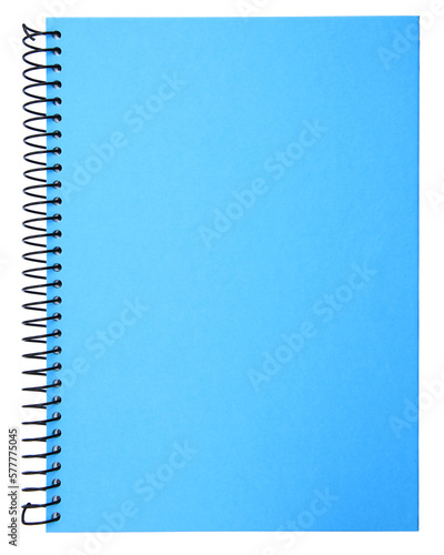 Blue spiral notebook on transparent background png file.