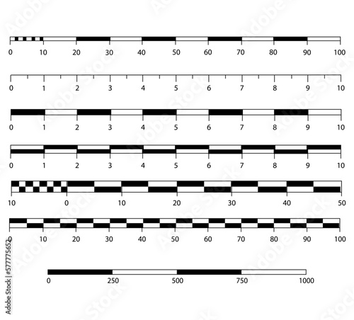 Map scale lines and rulers for distance measurement vector image eps10