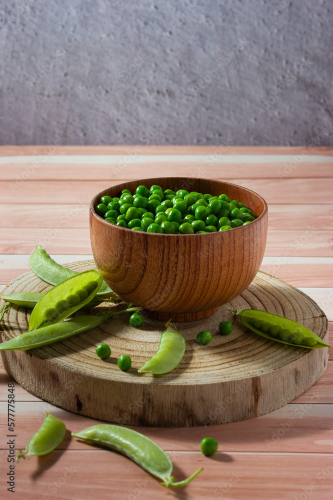 Fresh peas. Natural source of proteins, vitamins and minerals