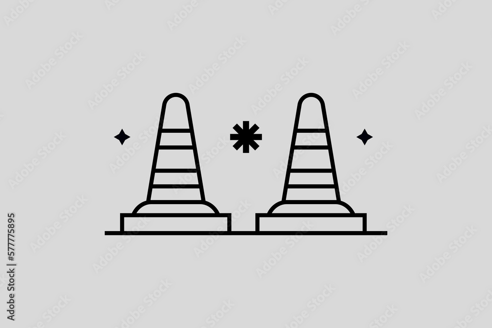 Minimalistic traffic pylon vector illustration in flat style design. Geometric pylon icon for website, mobile app, ui ux design, web design, business, marketing, landing page, web development concept Minimalistic traffic pylon vector illustration in flat style design. Geometric pylon icon for website, mobile app, ui ux design, web design, business, marketing, landing page, web development concept