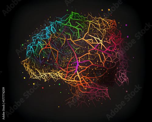 Abstract background shaped like a brain, generative AI (ID: 577776209)