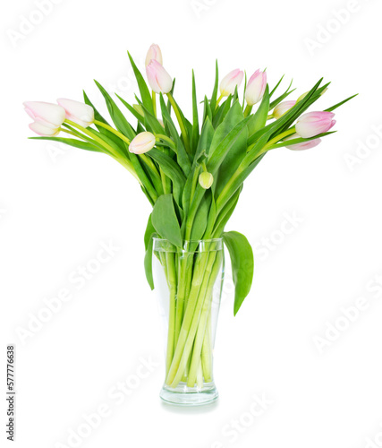 Bouquet of pink tulips in a vase