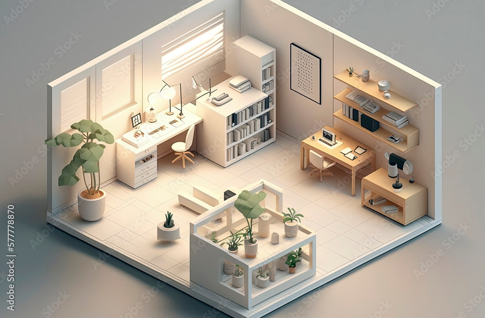 Generative AI of Isometric concept illustration of isometric business office plan.Architects office,bank offices,safe,furnished Generative AI of Isometric concept illustration of isometric business office plan.Architects office,bank offices,safe,furnished