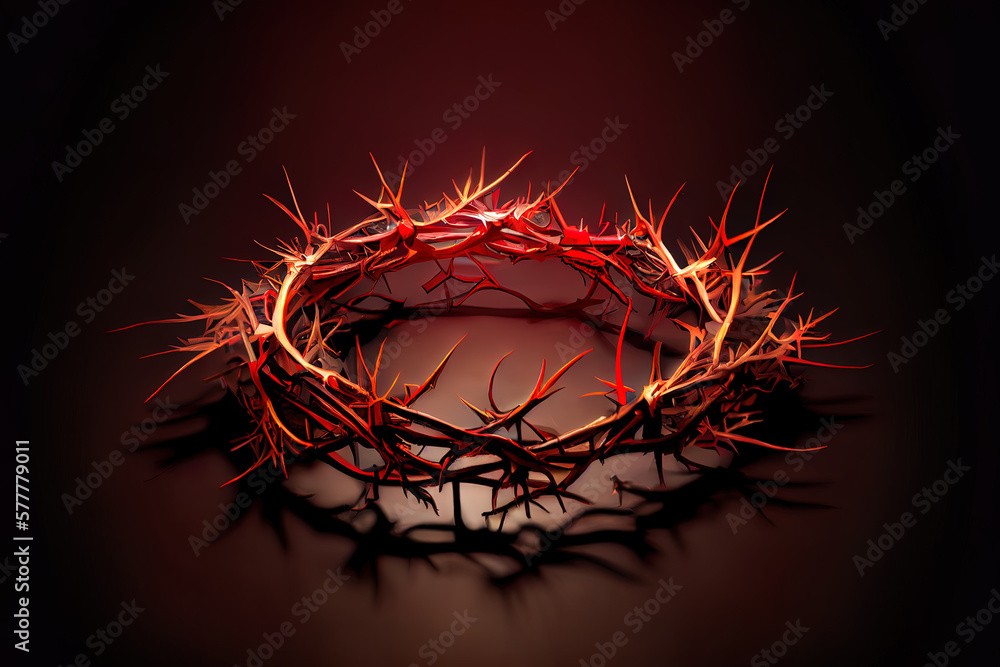 Naklejka premium Top view crown of thorns and rusty nails. Generative Ai