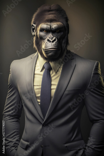 portrait of a gorilla waring a suit generative AI