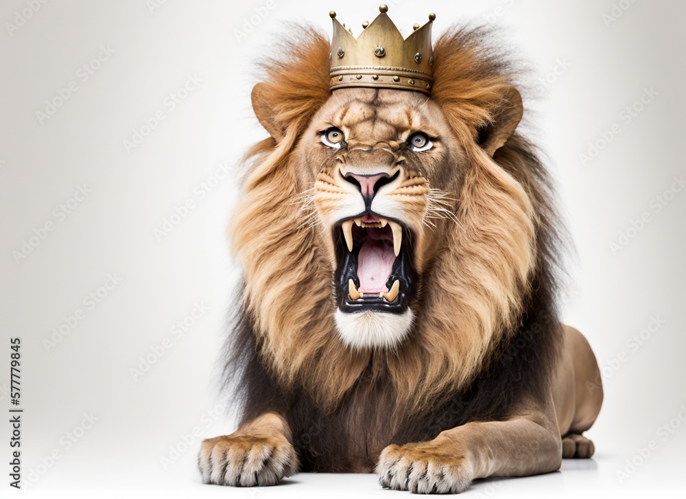 lion roaring with a golden crown IA