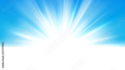 White Sun Light on Blue Background, Vector Illustration