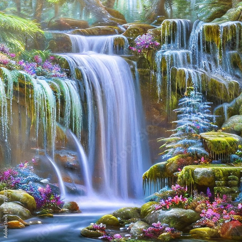 Waterfall in the Deep Wilderness Generative Art © Kevin S.