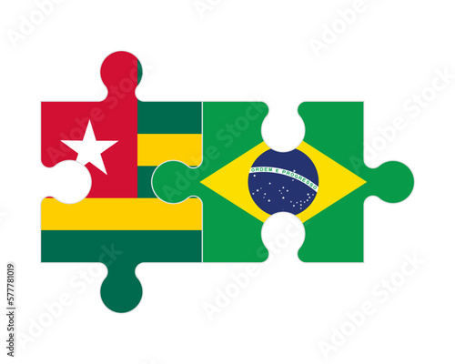Puzzle of flags of Togo and Brazil, vector