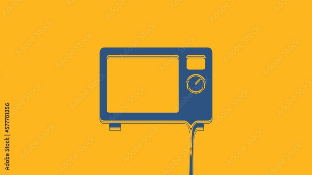 Blue Microwave oven icon isolated on orange background. Home appliances icon. 4K Video motion graphic animation Blue Microwave oven icon isolated on orange background. Home appliances icon. 4K Video motion graphic animation