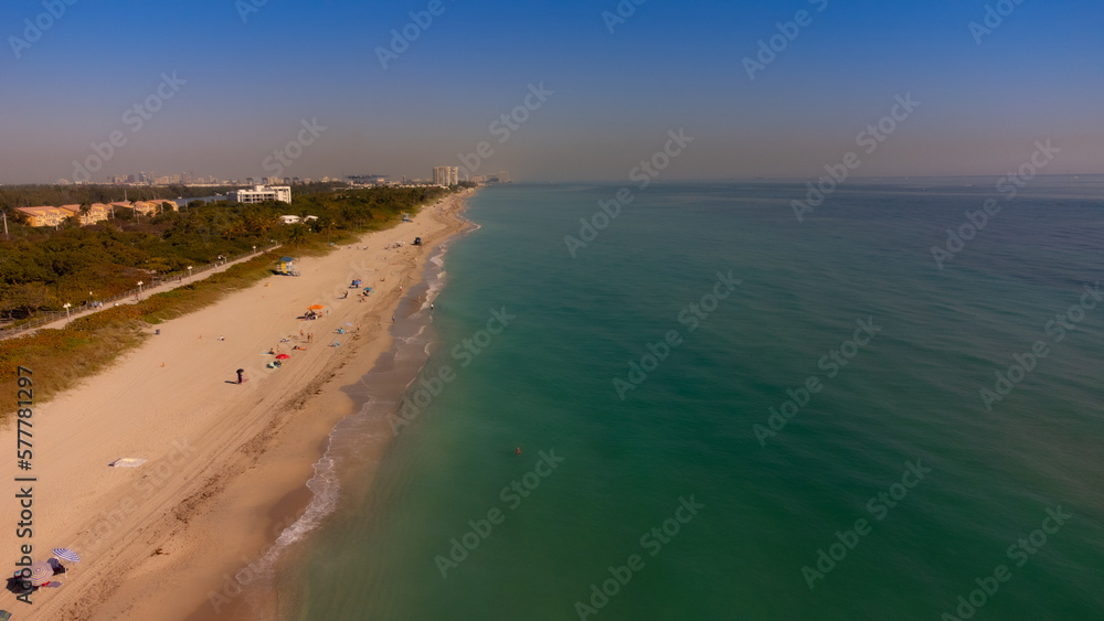 Cute aerial view of beautiful Hollywood city beach in Florida USA