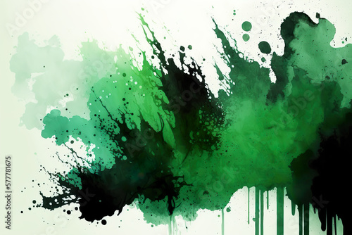 Dark green abstract watercolour texture, background, generative AI
