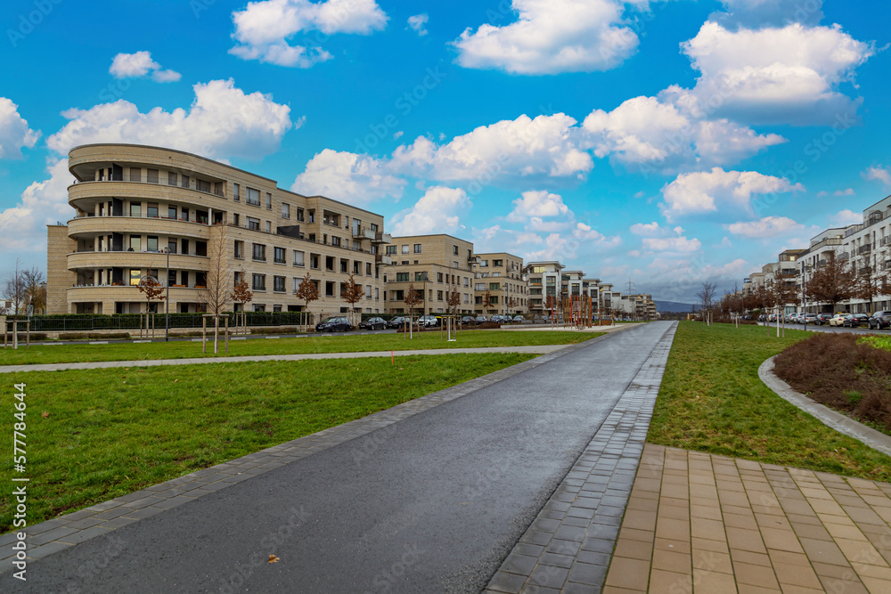 Modern urban architecture in Kalbach-Riedberg district (Ortsbezirk) of Frankfurt am Main city. Germany. Modern urban architecture in Kalbach-Riedberg district (Ortsbezirk) of Frankfurt am Main city. Germany.