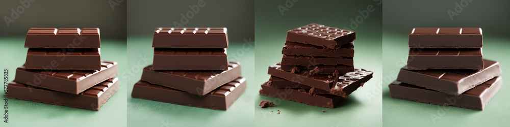 Tower-shaped dark chocolate bars. generative AI Tower-shaped dark chocolate bars. generative AI