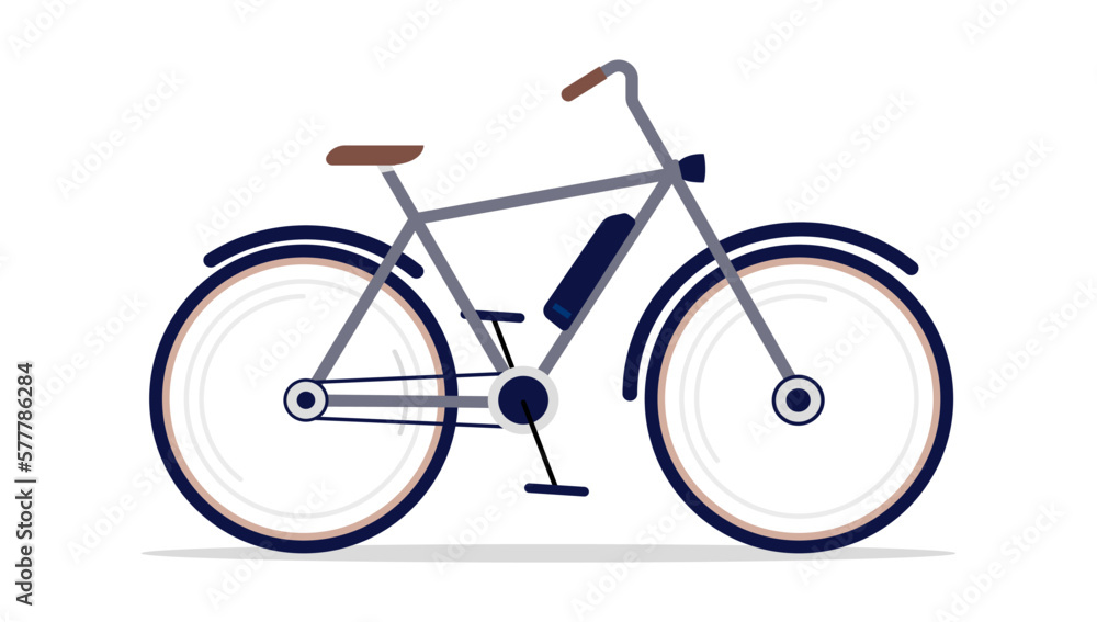 Electric bike - Vector illustration of e-bike for men in side view flat design on white background