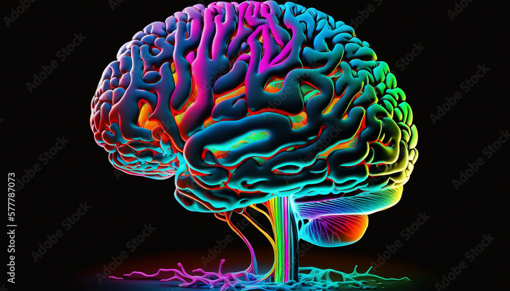 3d rendered illustration of human brain, Generative AI 3d rendered illustration of human brain, Generative AI