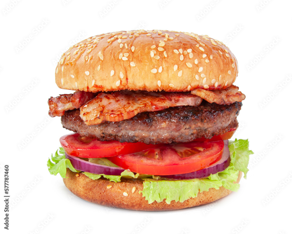 Burger street fastfood with beef isolated on the white background Burger street fastfood with beef isolated on the white background