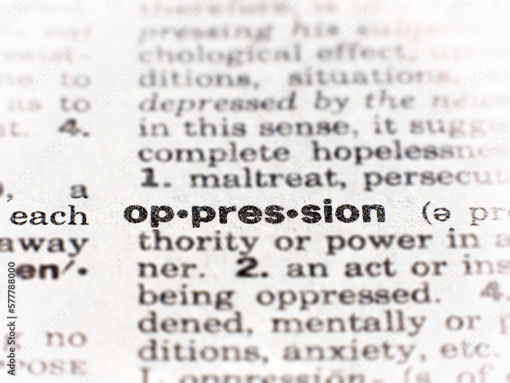 closeup of the word oppression - obrazy, fototapety, plakaty 