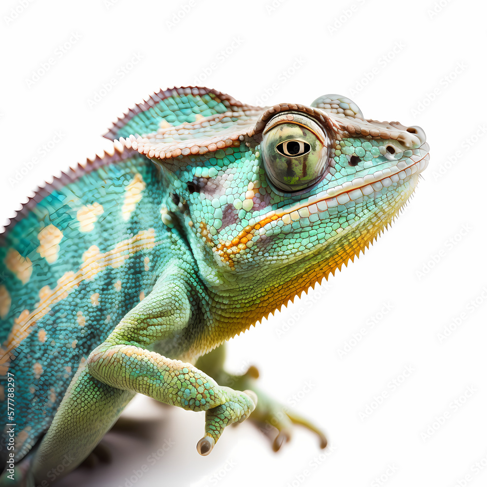 Obraz premium Chameleon Close Up. Generative AI