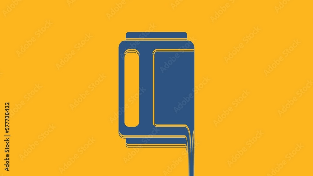 Blue Beer can icon isolated on orange background. 4K Video motion graphic animation Blue Beer can icon isolated on orange background. 4K Video motion graphic animation