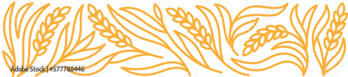 Design element for bakery. Floral ornament. Spikelets and ears of wheat. Editable outline stroke. Vector line.