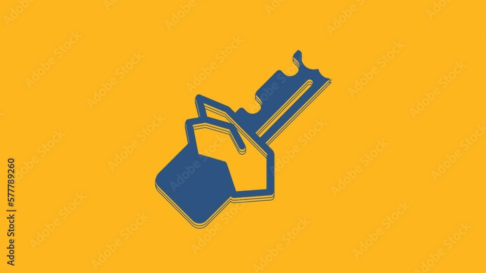 Blue Bitten chocolate bar icon isolated on orange background. 4K Video motion graphic animation Blue Bitten chocolate bar icon isolated on orange background. 4K Video motion graphic animation