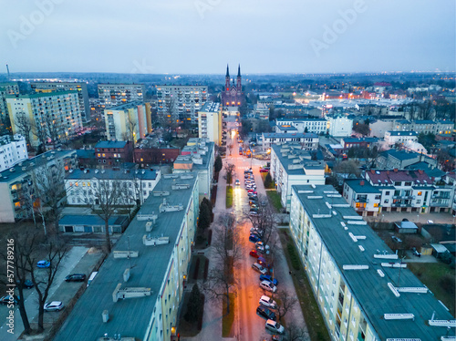 View at Pabianice city from a drone	
