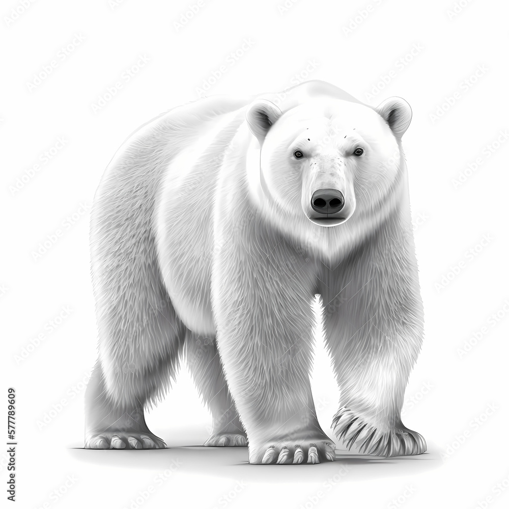 Polar bear isolated white. Generative AI Polar bear isolated white. Generative AI