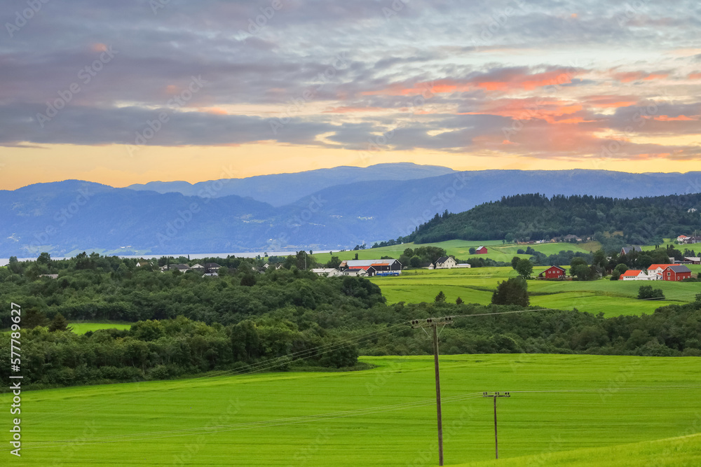 Fototapeta premium Agricultural area Byneset, Norway