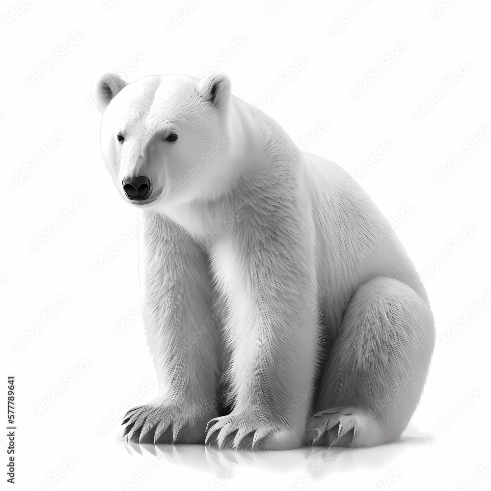 Polar bear isolated white. Generative AI Polar bear isolated white. Generative AI