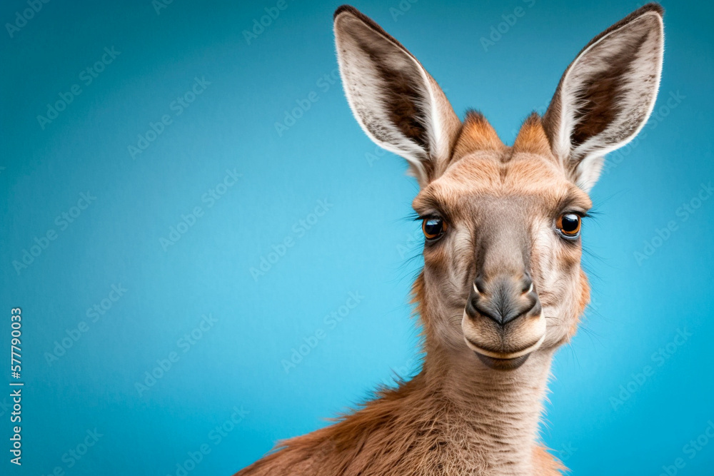 Cute kangaroo on the simple background with lights, super photo realistic, generative ai
