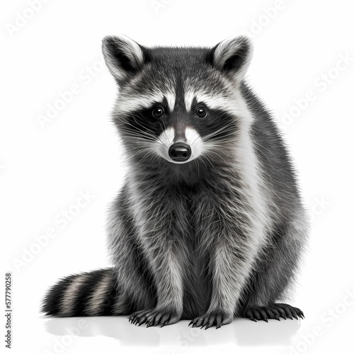 Raccoon Isolated White. Generative AI © premiumdesign