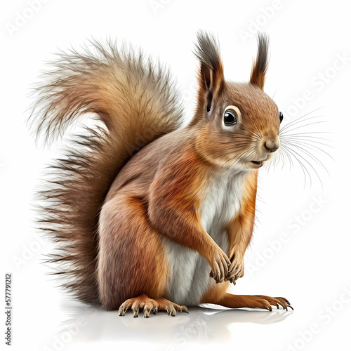 Red Squirrel Isolated White. Generative AI © premiumdesign