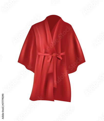 Red silk bathrobe. vector illustration