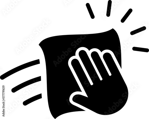 Hand with wipe, home cleaning icon