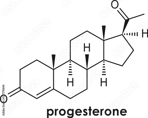 Chemical formula of progesterone hormone, vector molecule structure
