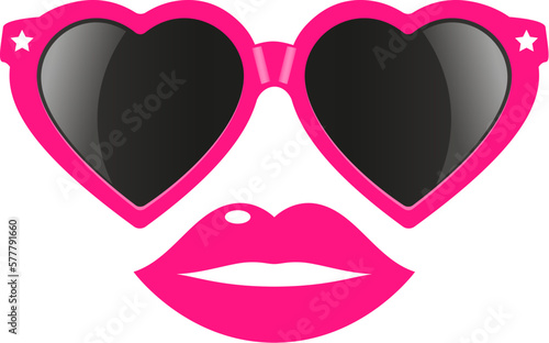 Fancy glasses and pink lips, glamour girl face
