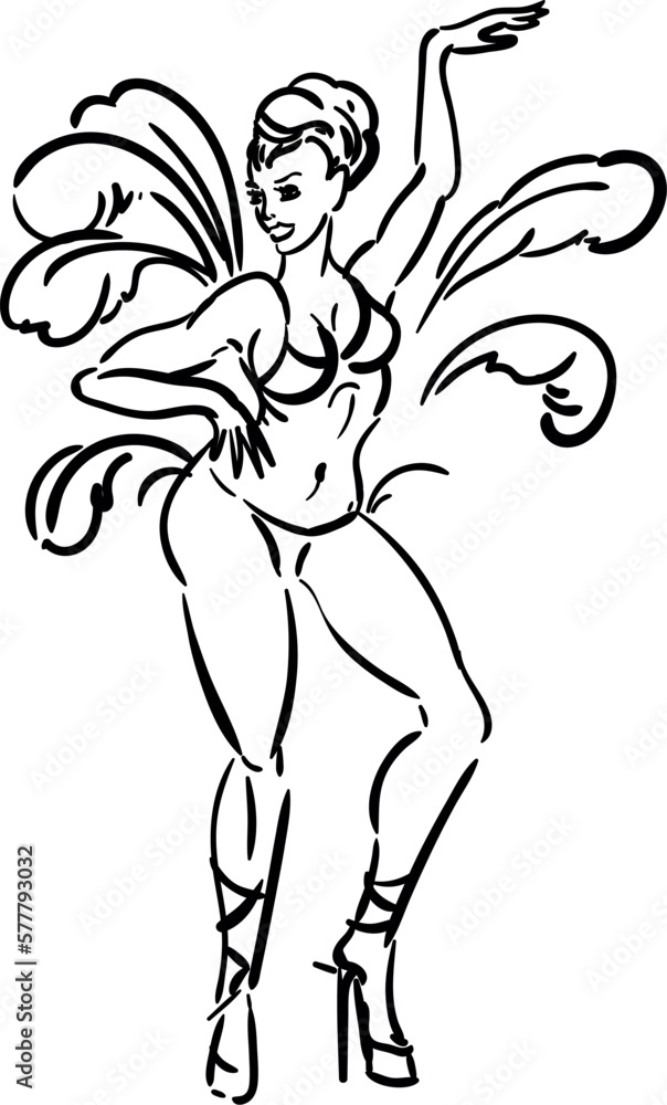 Sketch of samba dancer isolated on white background Sketch of samba dancer isolated on white background