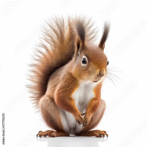 Red Squirrel Isolated White. Generative AI © premiumdesign