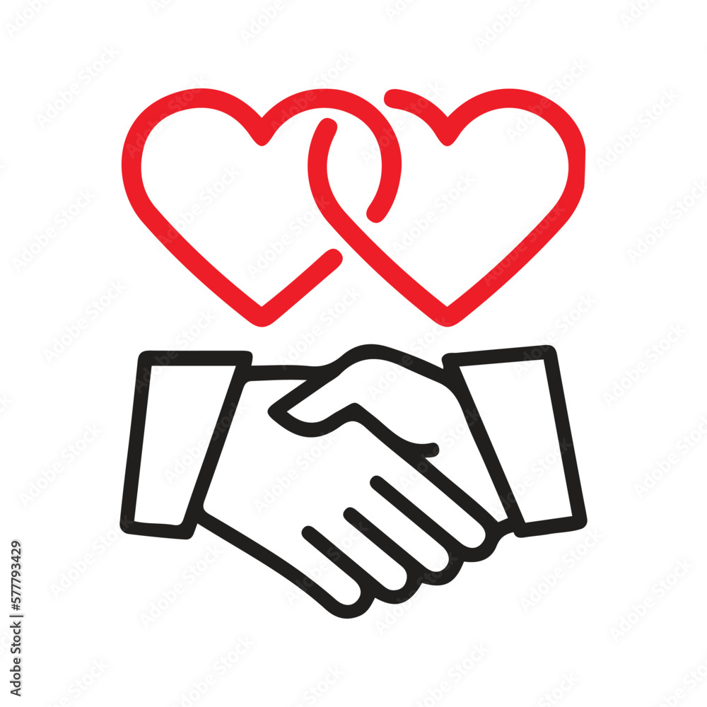 love and friendship handshake icon love and friendship handshake icon