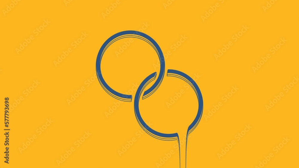 Blue Wedding rings icon isolated on orange background. Bride and groom jewelry sign. Marriage symbol. Diamond ring. 4K Video motion graphic animation Blue Wedding rings icon isolated on orange background. Bride and groom jewelry sign. Marriage symbol. Diamond ring. 4K Video motion graphic animation