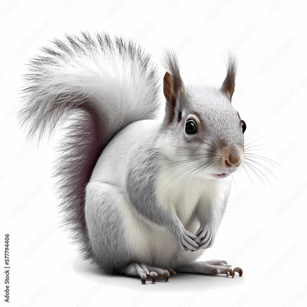 Squirrel Isolated White Background. Generative AI Squirrel Isolated White Background. Generative AI