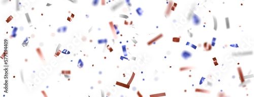 Confetti - Red white blue shiny confetti Confetti on white background, isolate, tricolor concept,