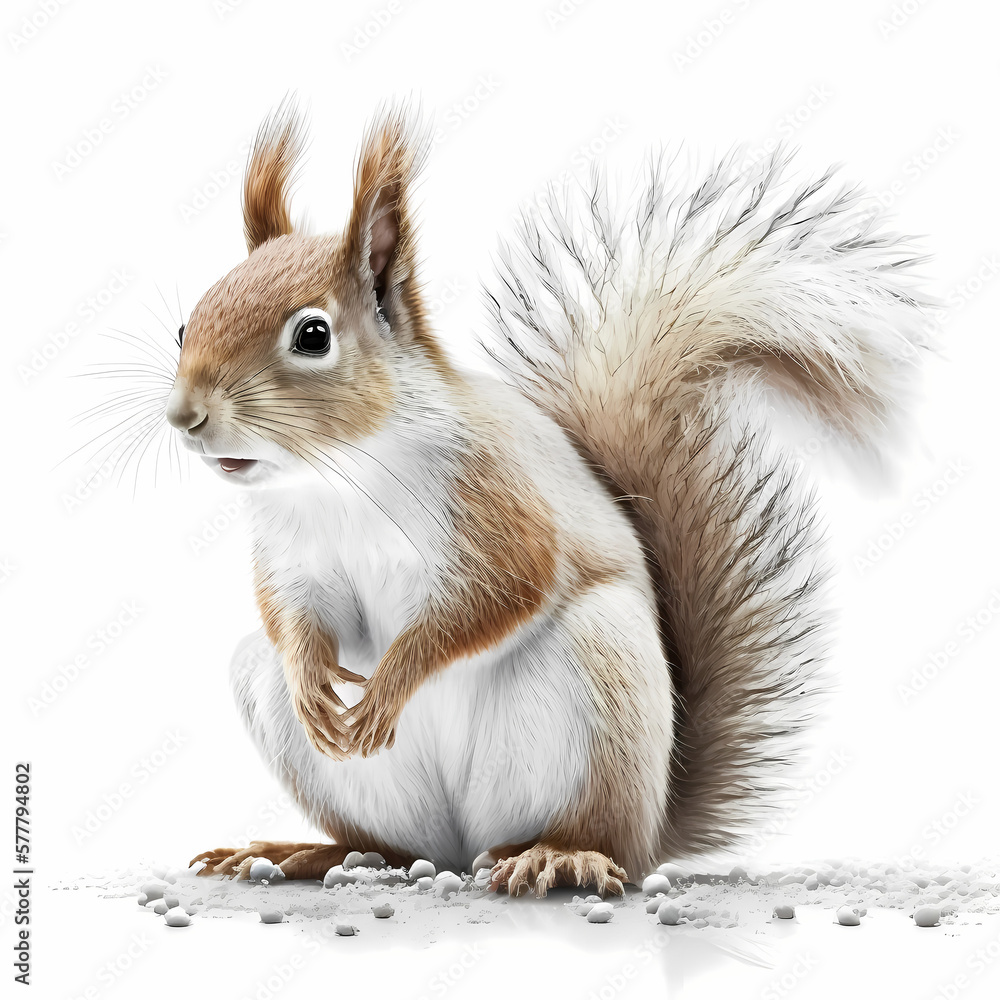 Obraz premium Squirrel Isolated White Background. Generative AI