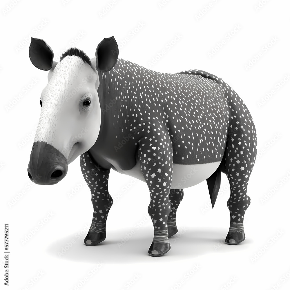 Fototapeta premium Tapir Isolated White. Generative AI