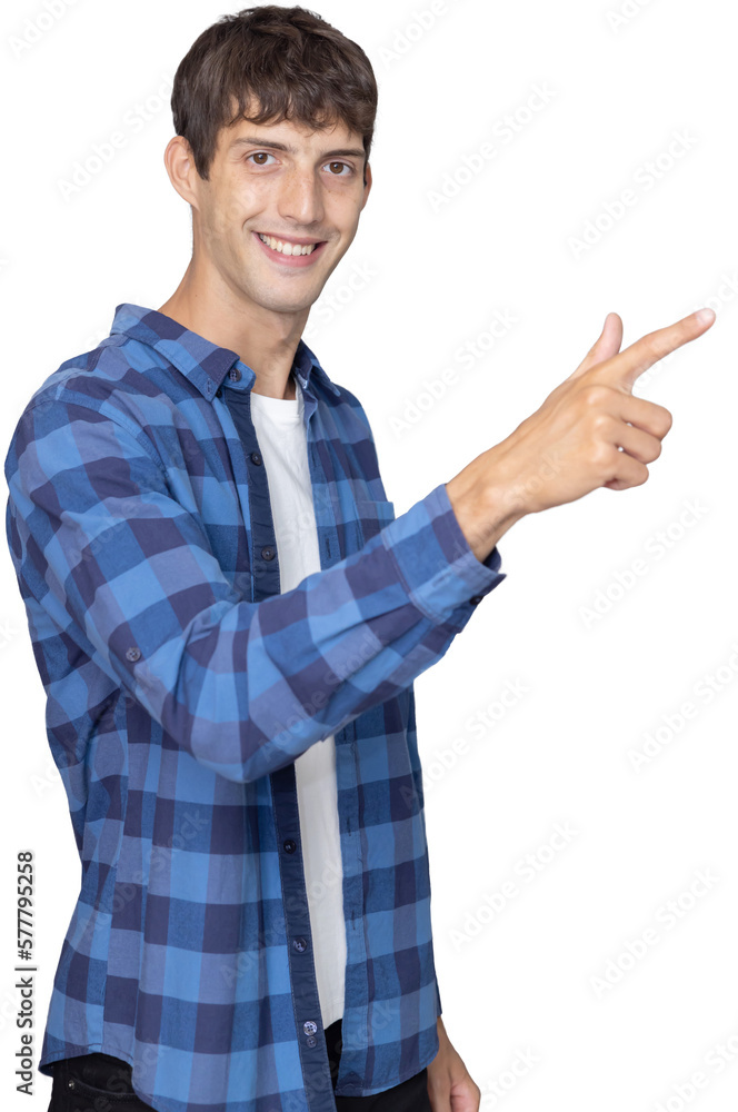 Caucasian Man Point Finger to Blank Copy Space Caucasian Man Point Finger to Blank Copy Space