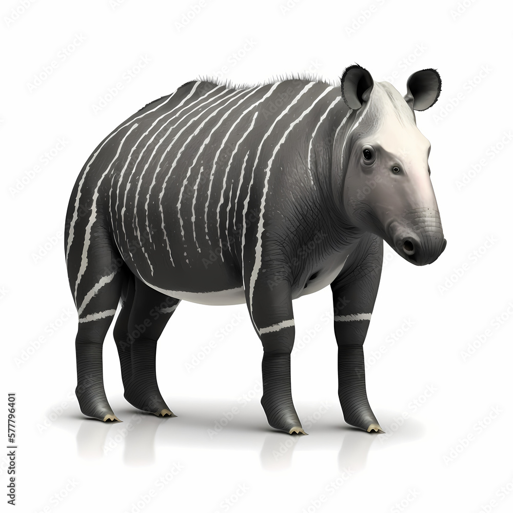 Obraz premium Tapir Isolated White. Generative AI