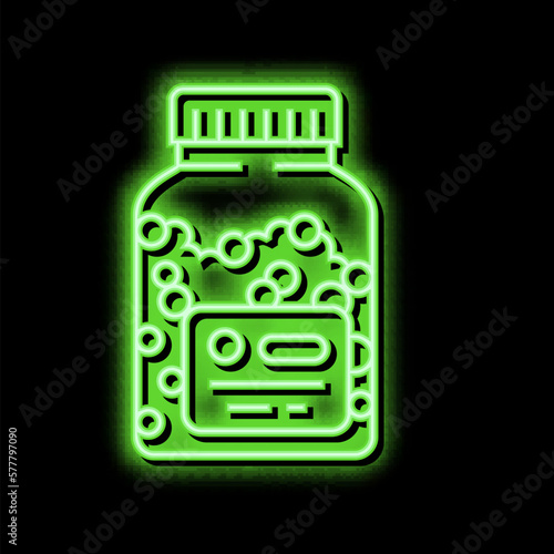 vitamins homeopathy bottle neon glow icon illustration